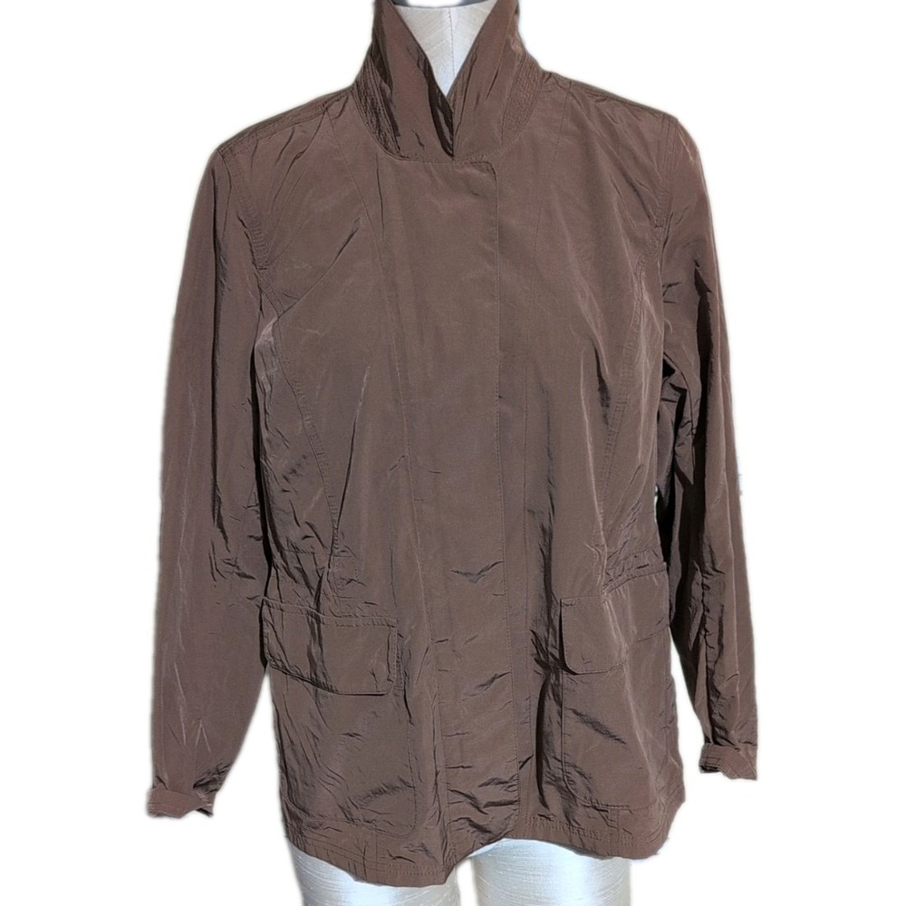 J jill XS Water Repellent Utility Jacket Brown Womens Coat Rain Outerwear Light